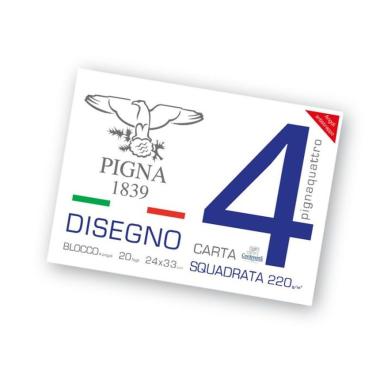 Pigna - album disegno 4 angoli - carta liscia riquadrata - 20 fg - 200 gr - 24 x 33 cm