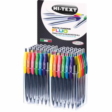 Hi-text matic chrome fluo 908 - penna a scatto - tratto 1 mm - inchiostro blu