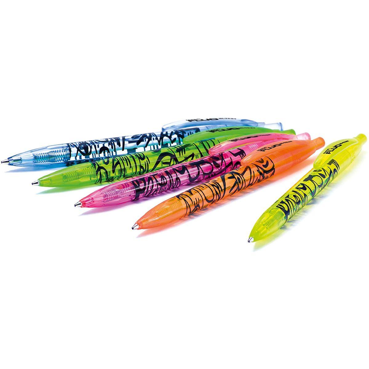 Hi-text matic fluo 910 - penna a scatto - tratto 1 mm - inchiostro blu