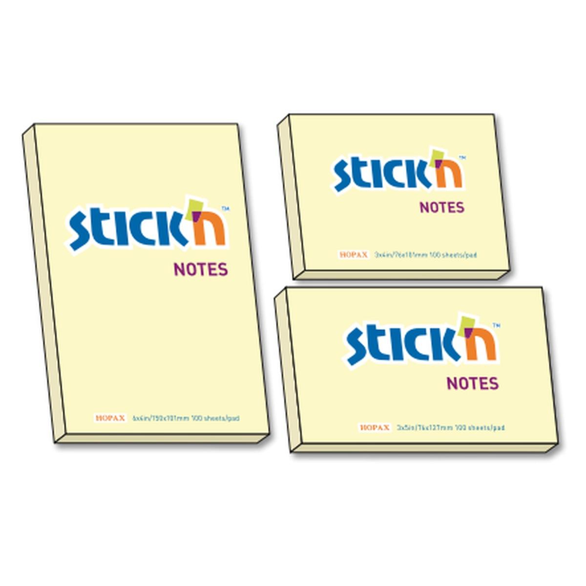 Stick'n - foglietti adesivi rimovibili - 76 x 76 mm - 100 fg - giallo