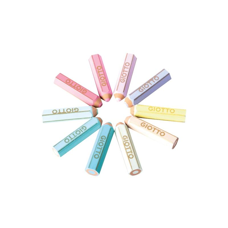Giotto happy gomma pastel - gomma a forma di matita in 10 colori pastello