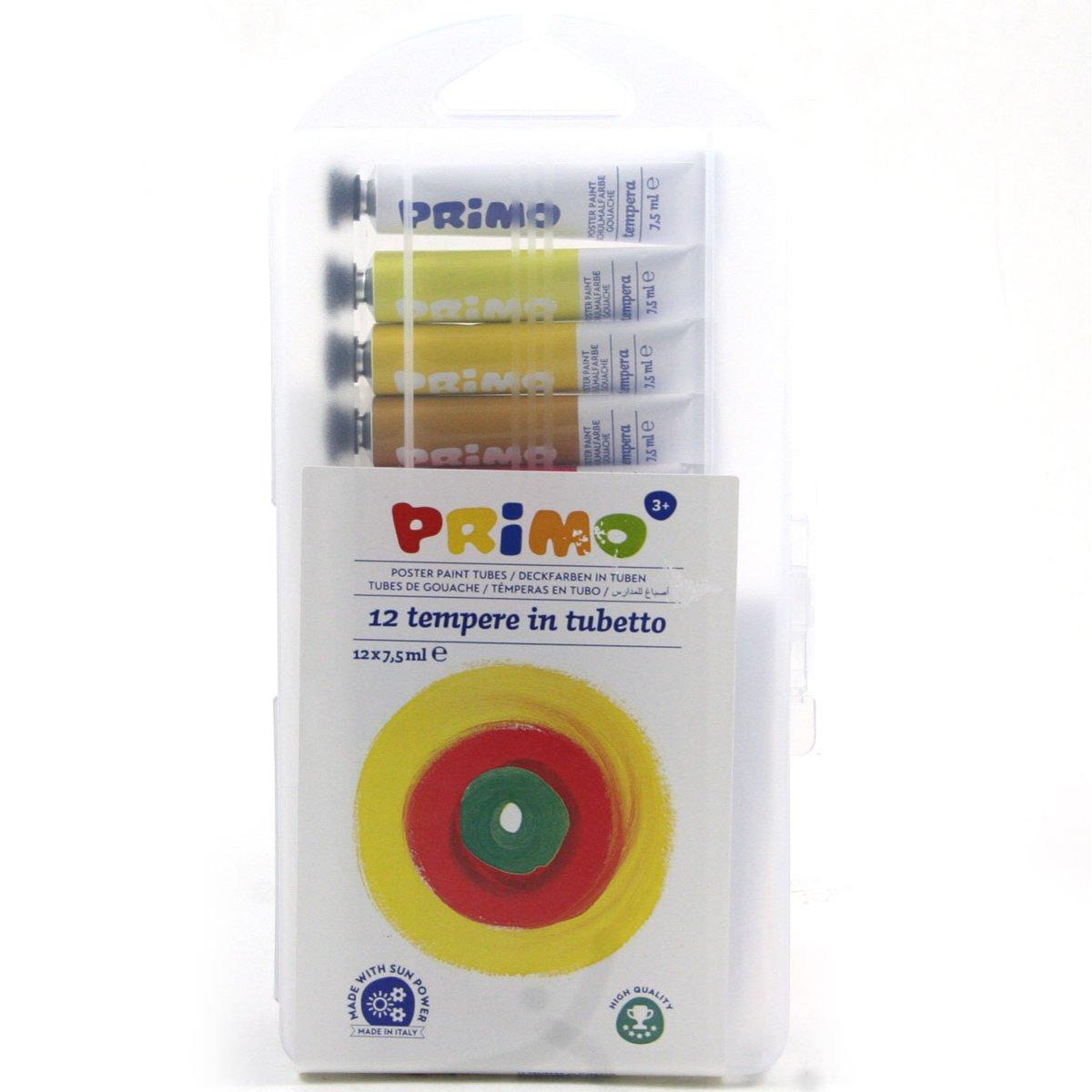Primo - tempera fine in tubetto da 7,5ml - scatola in pp da 12 colori