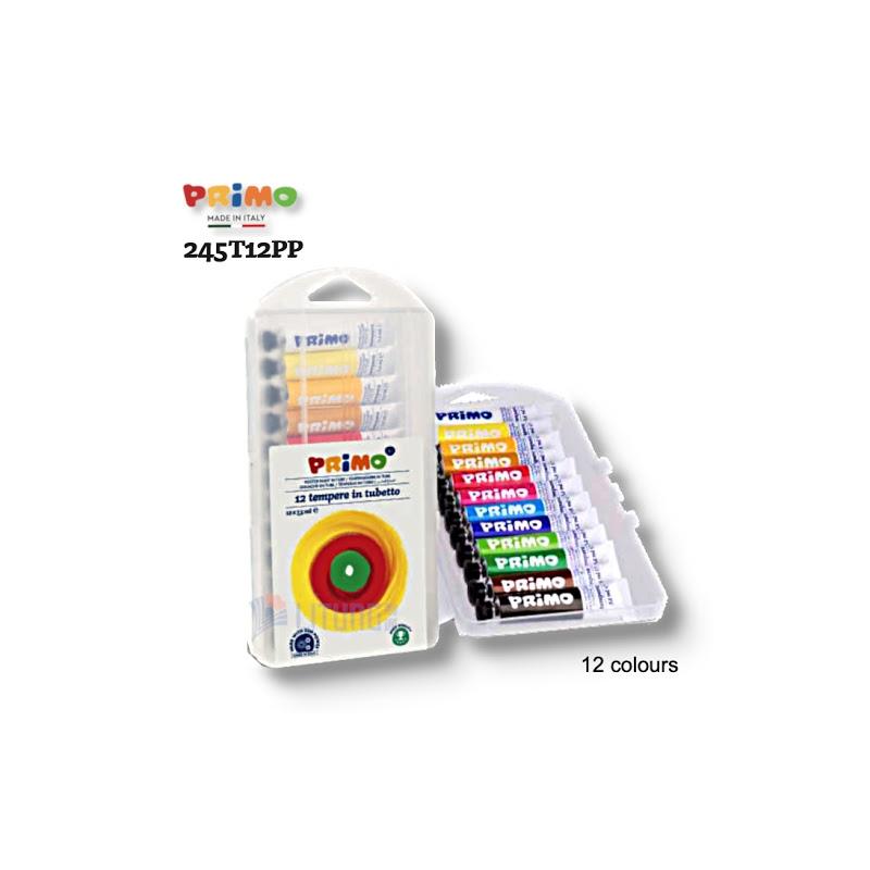 Primo - tempera fine in tubetto da 7,5ml - scatola in pp da 12 colori