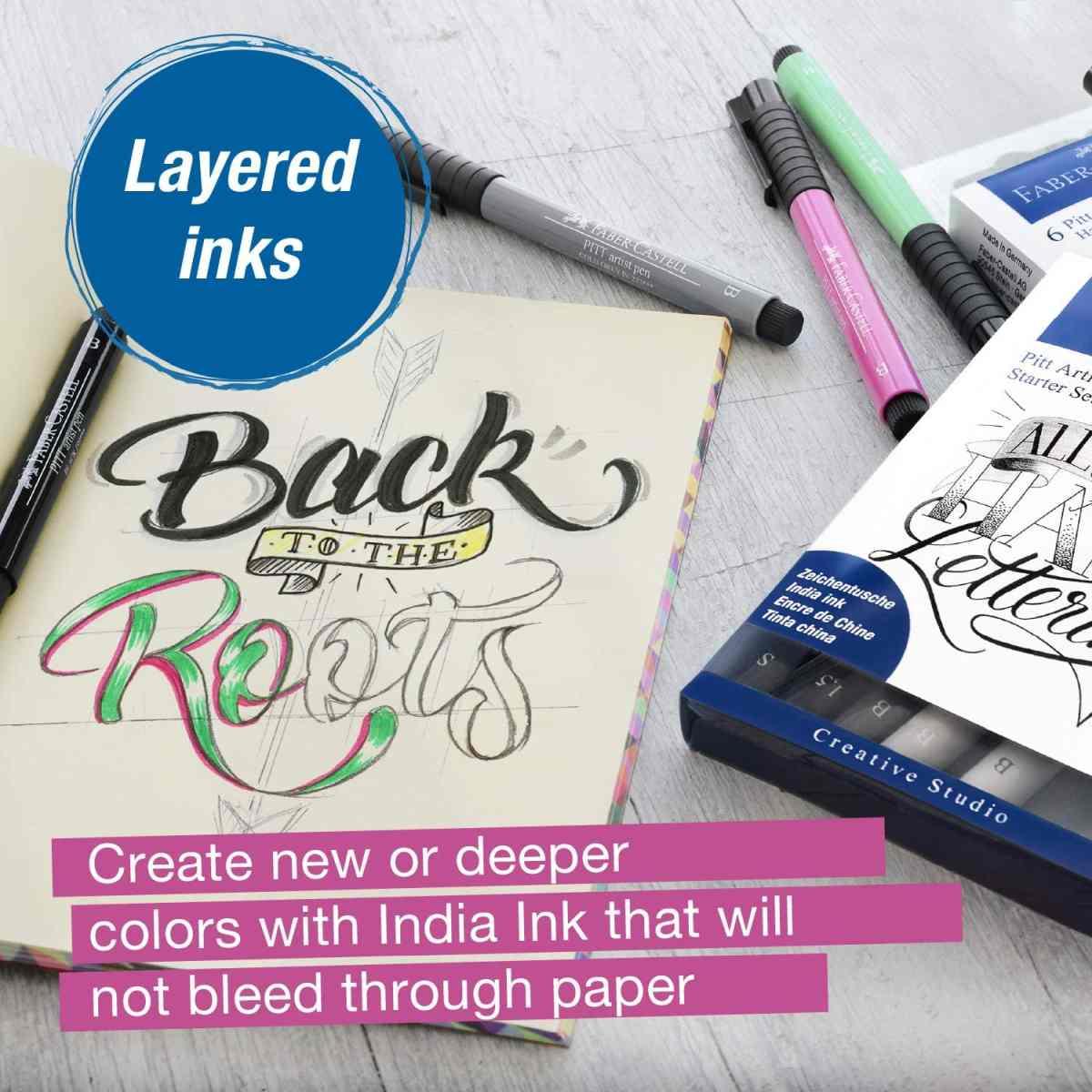 Faber-castell hand lettering set - 6 pitt artist pens - be unique, be brave, be yourself!