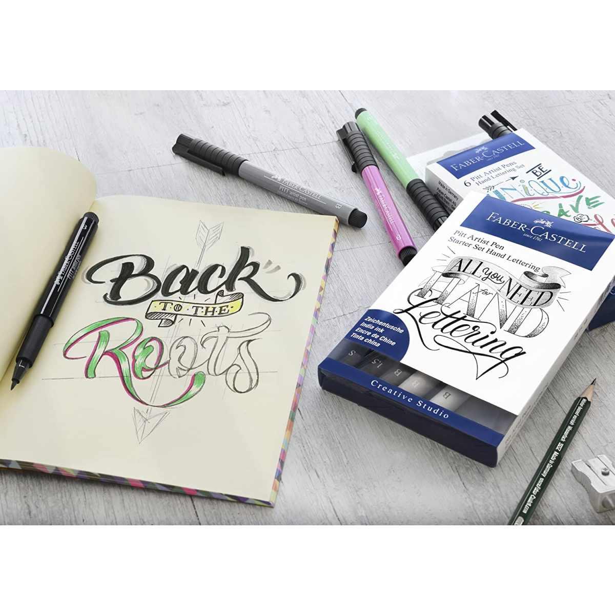 Faber-castell hand-lettering set - 6 pitt artist pens - be bold, be italic, but never be regular