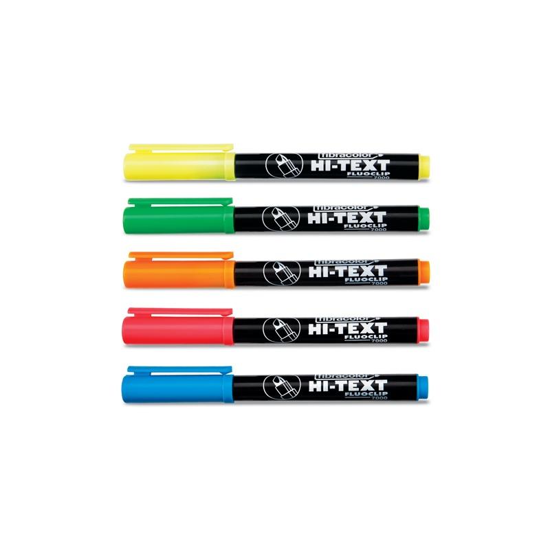 Hi-text fluoclip 7000 - evidenziatori - punta scalpello - doppio tratto di scrittura -