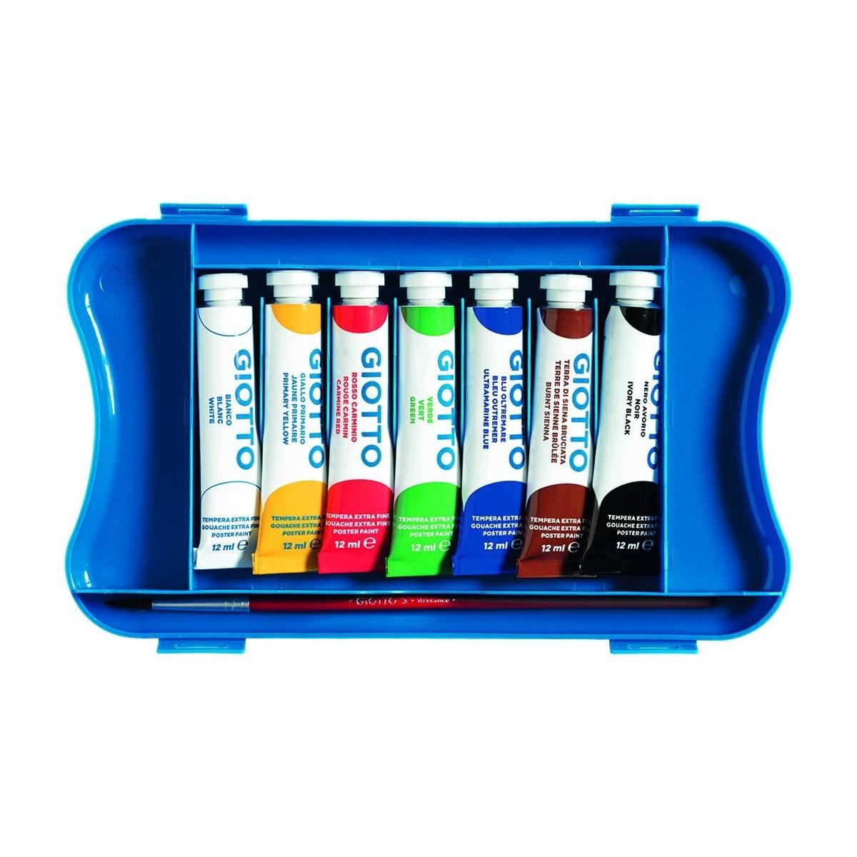 Tubo tempera giotto extra fine - 12 ml - 7 colori + 1 pennello