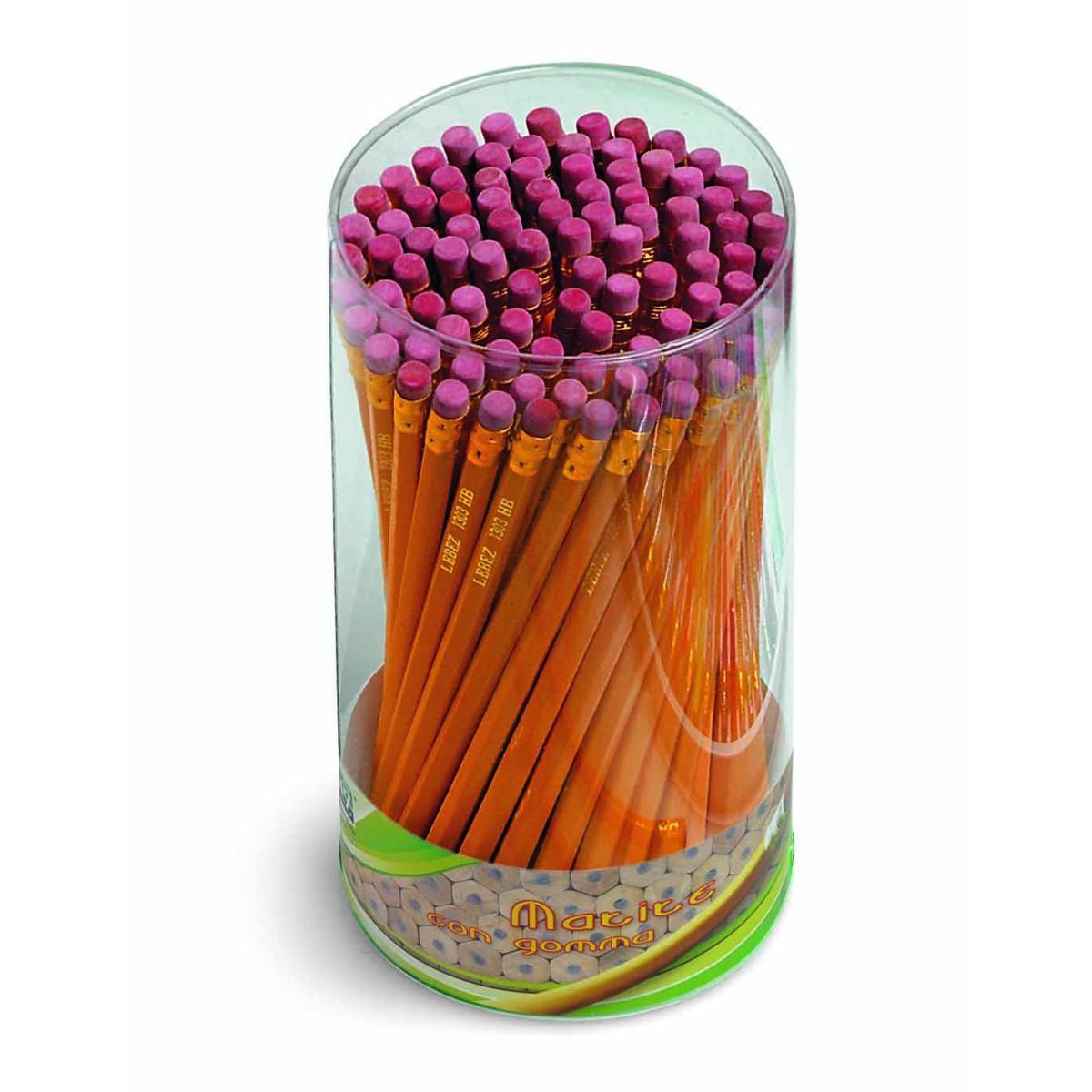 Lebez barattolo 100 matite hb  - affilata con gomma