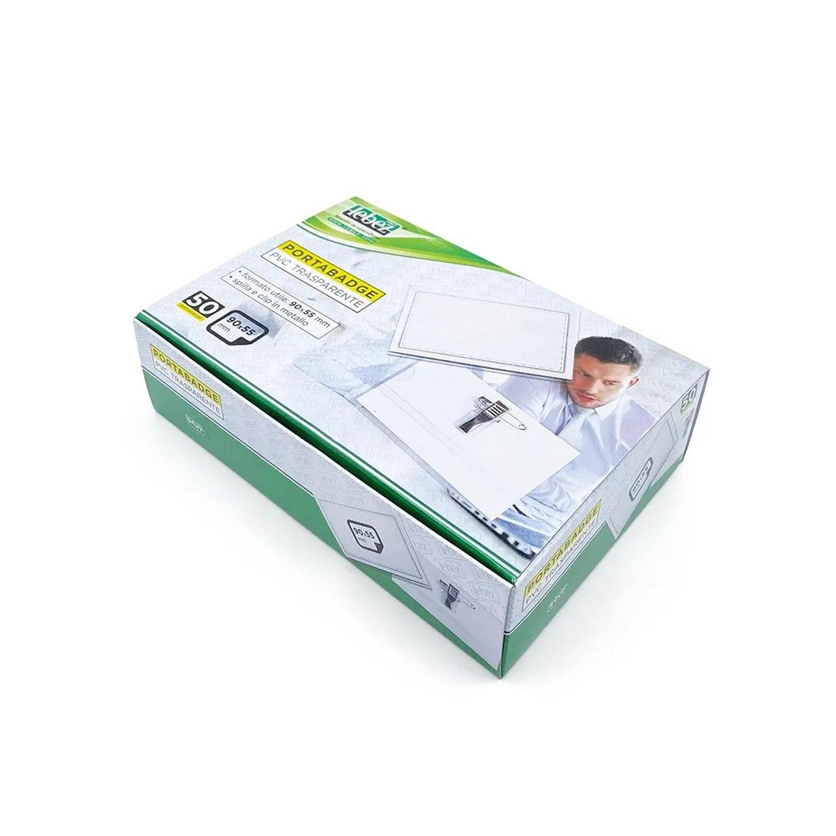 Lebez - portabadge con spilla e clip metallo - 90 x 55 m