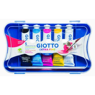 Tubo tempera giotto extra fine - 21 ml - 5 colori + 1 pennello