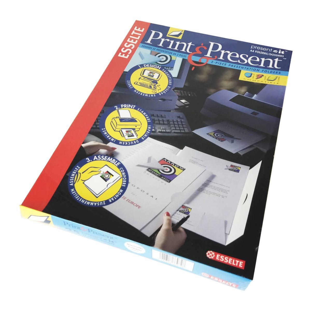 Esselte print & present a4 folders - 25 cartelle 3 lembi personalizzabili