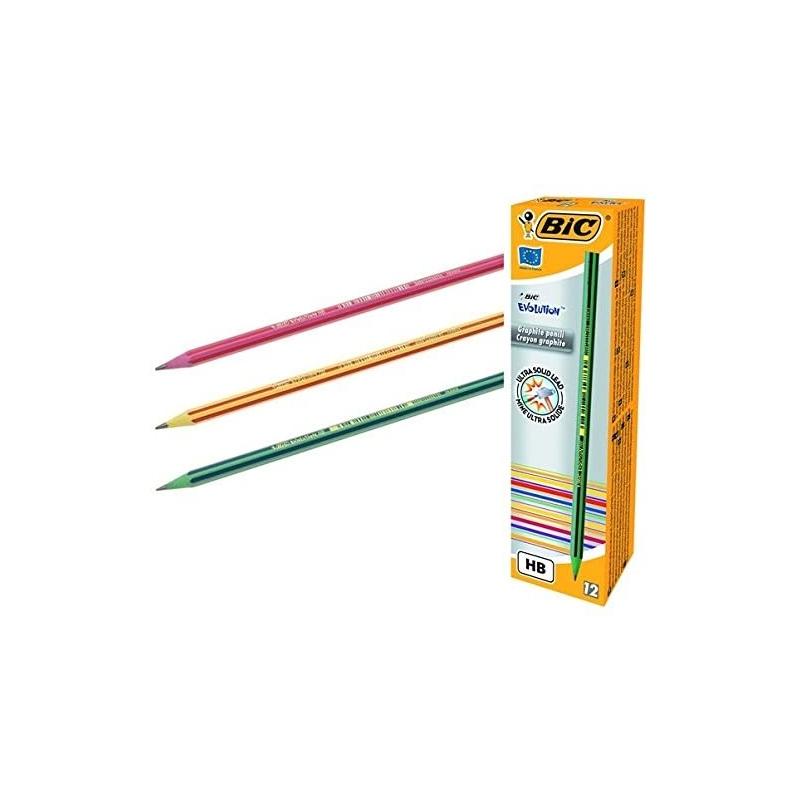 Bic evolution stripes - matite hb in grafite dalla forma esagonale - 4 colori trendy: bianco e