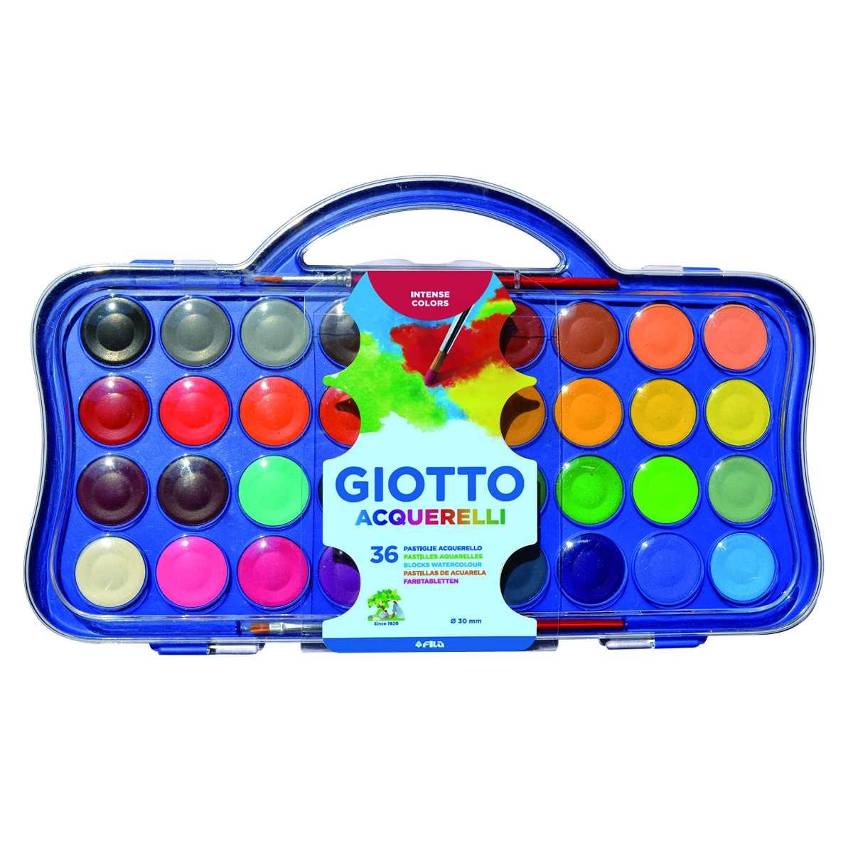 Giotto acquerelli diametro 3 0mm - confezione 36 colori + 2 pennelli
