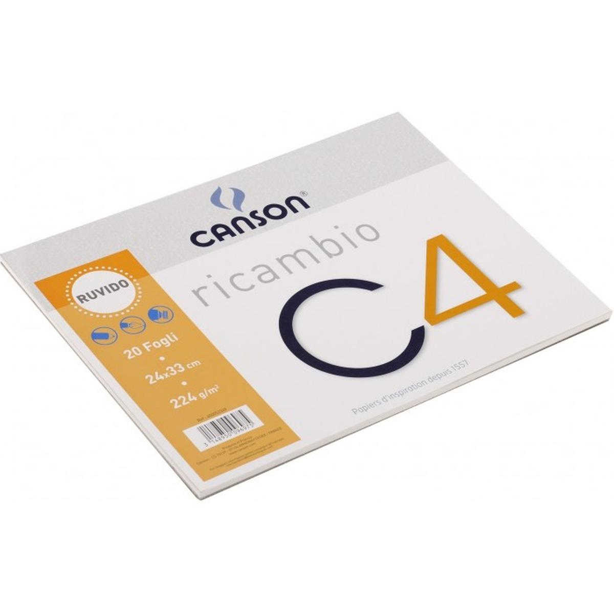 Canson - album disegno ruvido c4 super - con custodia in polipropilene - 4 angoli - formato 24 x 33 cm - 20 fogli - carta 224 gr