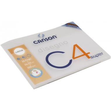 Canson - album disegno liscio c4 super - con custodia in polipropilene - 4 angoli - formato 24 x 33 cm - 20 fogli -  carta 200 gr