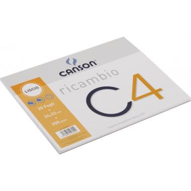 Canson - album disegno - ricambio liscio c4 super - formato 24 x 33 cm - 20 fogli - carta 200 gr