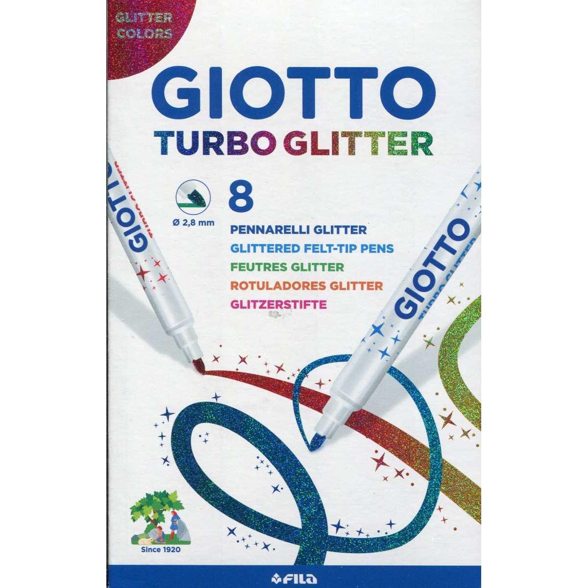 Giotto turbo glitter - astuccio da 8 pennarelli con inchiostro glitterato