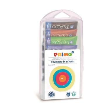 Primo - tempera fine in tubetto - tubetto alluminio, in scatola pp da 8 tubi - 12 ml