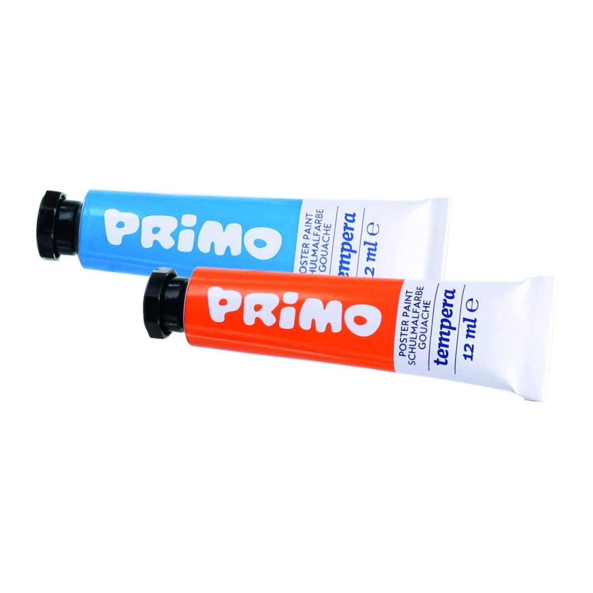 Primo - tempera fine in tubetto - tubetto alluminio in scatola pp da 12 tubi + 1 pennello - 12ml