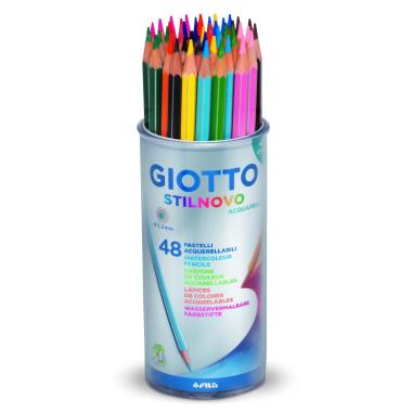 Giotto stilnovo acquarell - barattolo da 48 pastelli Ø 3.3 mm - 4 x  colore (gi ro ma ce ne ar ma vs bl ve fu vi)