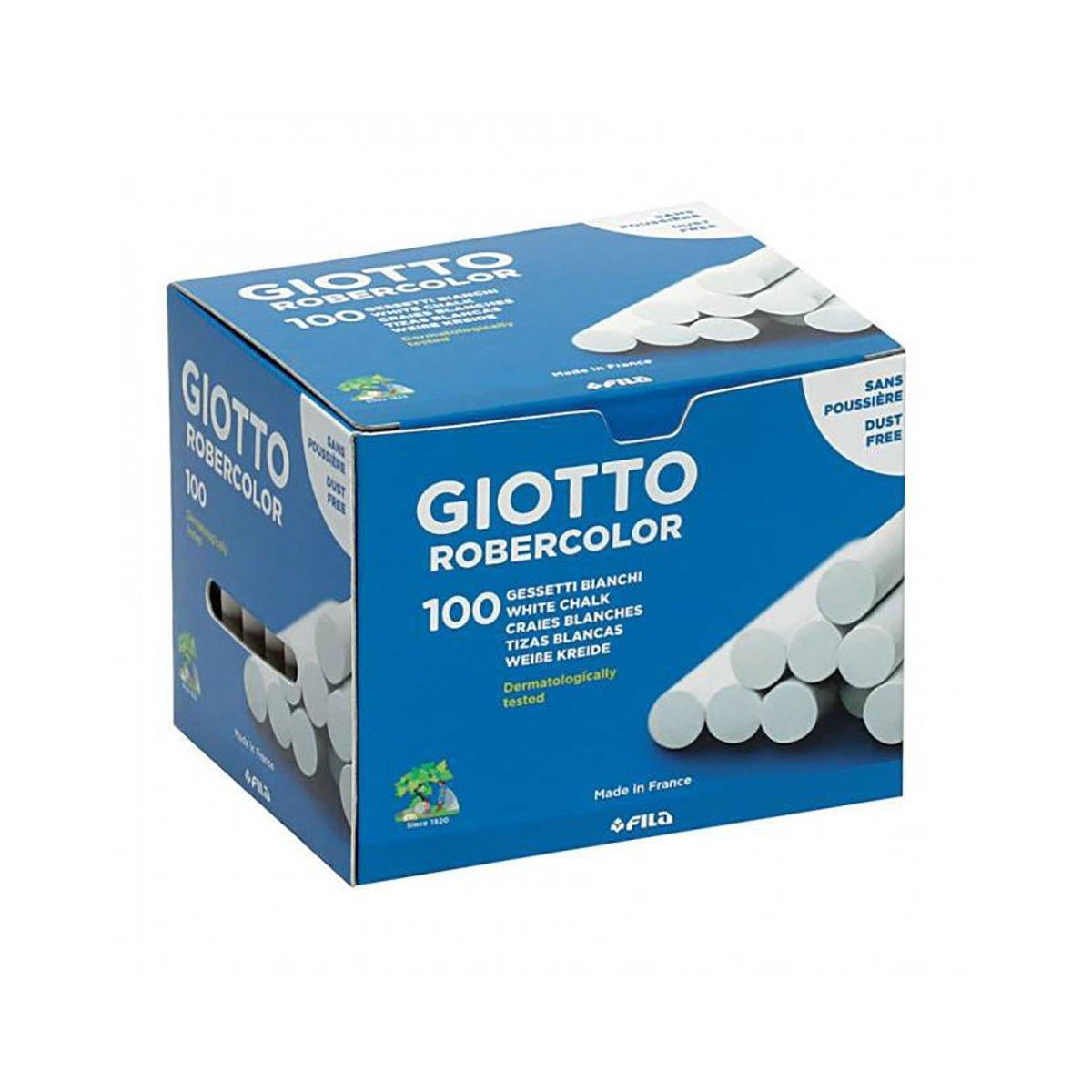 Giotto robercolor - gessi bianchi - Ø 10 mm - 80 mm lungh - astuccio 100 pz