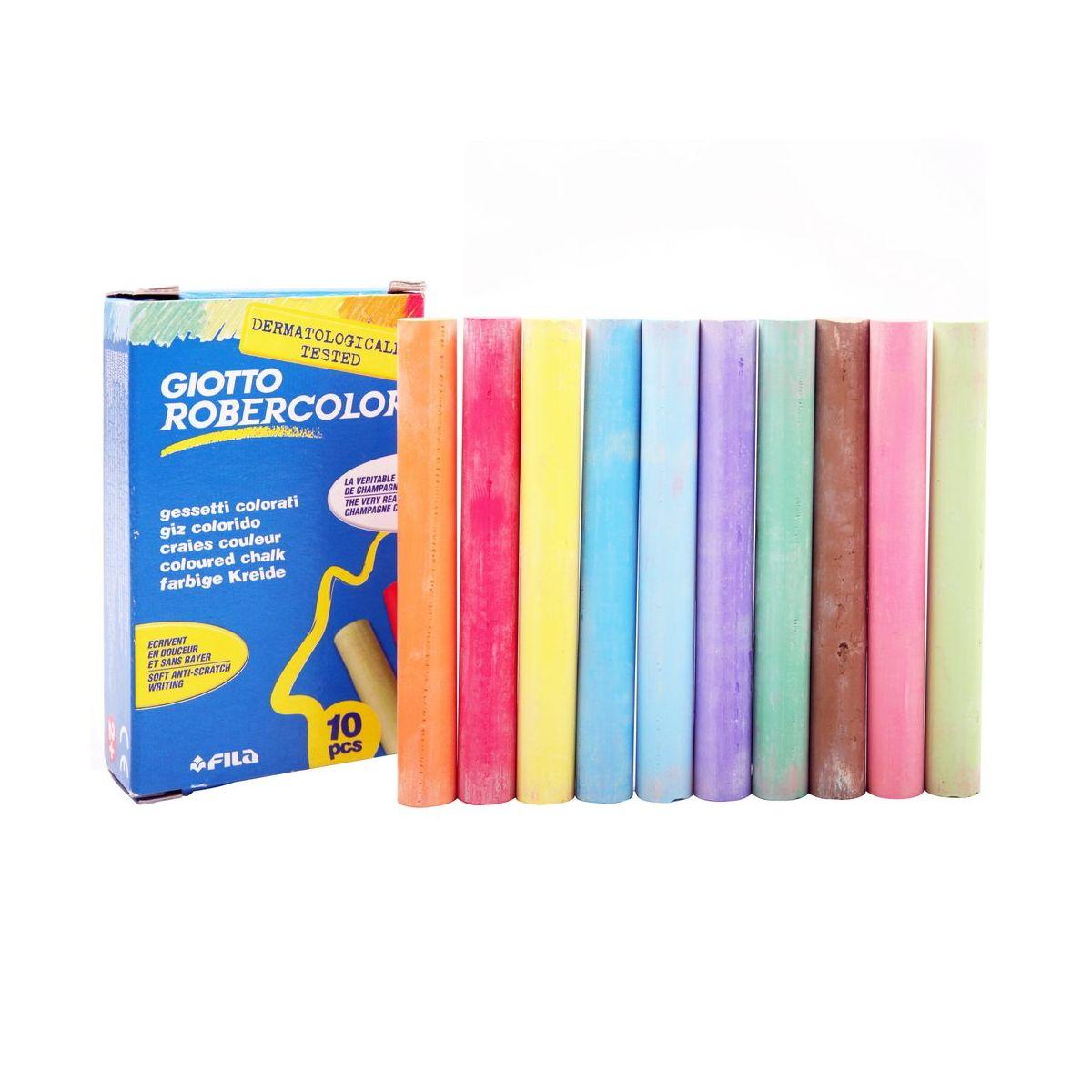 Giotto robercolor - gessi colorati - Ø 10 mm - 80 mm lungh - astuccio 10 pz
