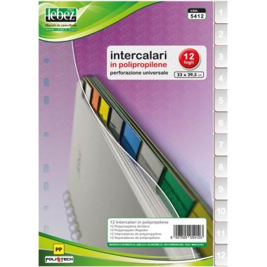 Lebez - set 12 intercalari in polipropilene colorato