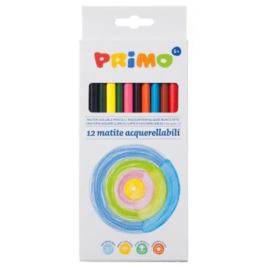 Primo - matite colorate acquerellabili triangolari laccate 2,9mm - confezione da 12 colori.