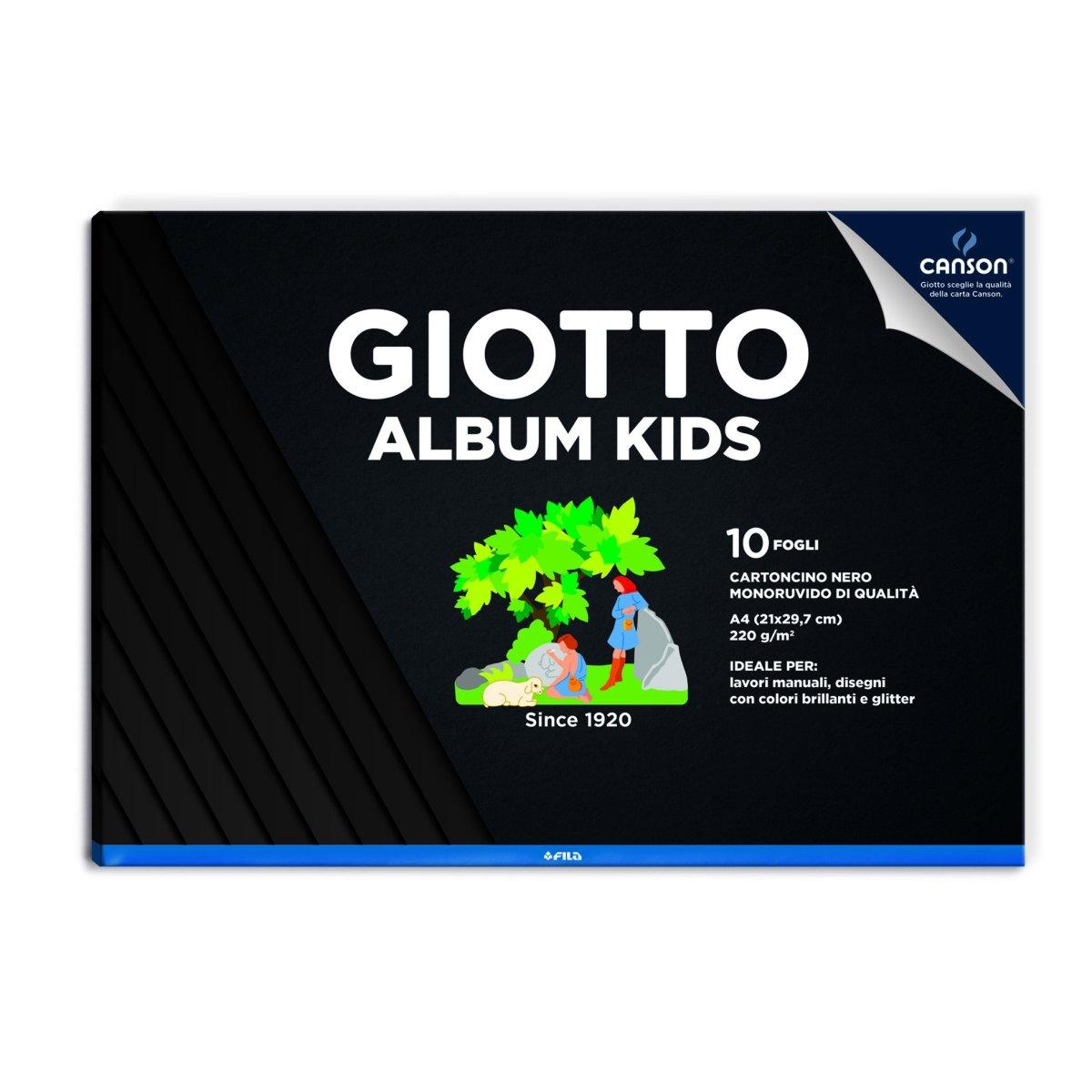 Giotto  album kids - carta nera monoruvida - a4 - 10 ff - 120 gr