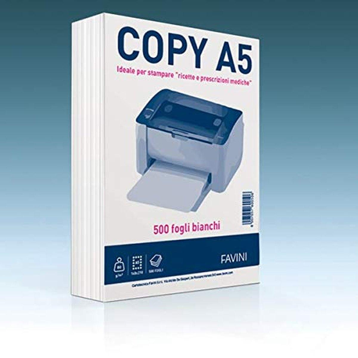 Favini copy a5 - risma carta bianca - 80 gr - 500 fg - a5 (14,8 x 21 cm)