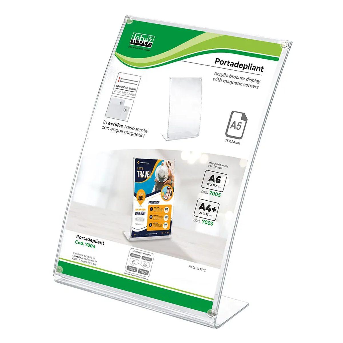 Lebez - portadepliant verticale base a ?l? - 16 x 24 cm