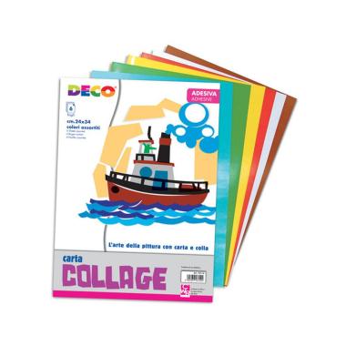 Deco - carta rasata lucida adesiva - album - 24 x 34 cm - 6 fg - 80 gr