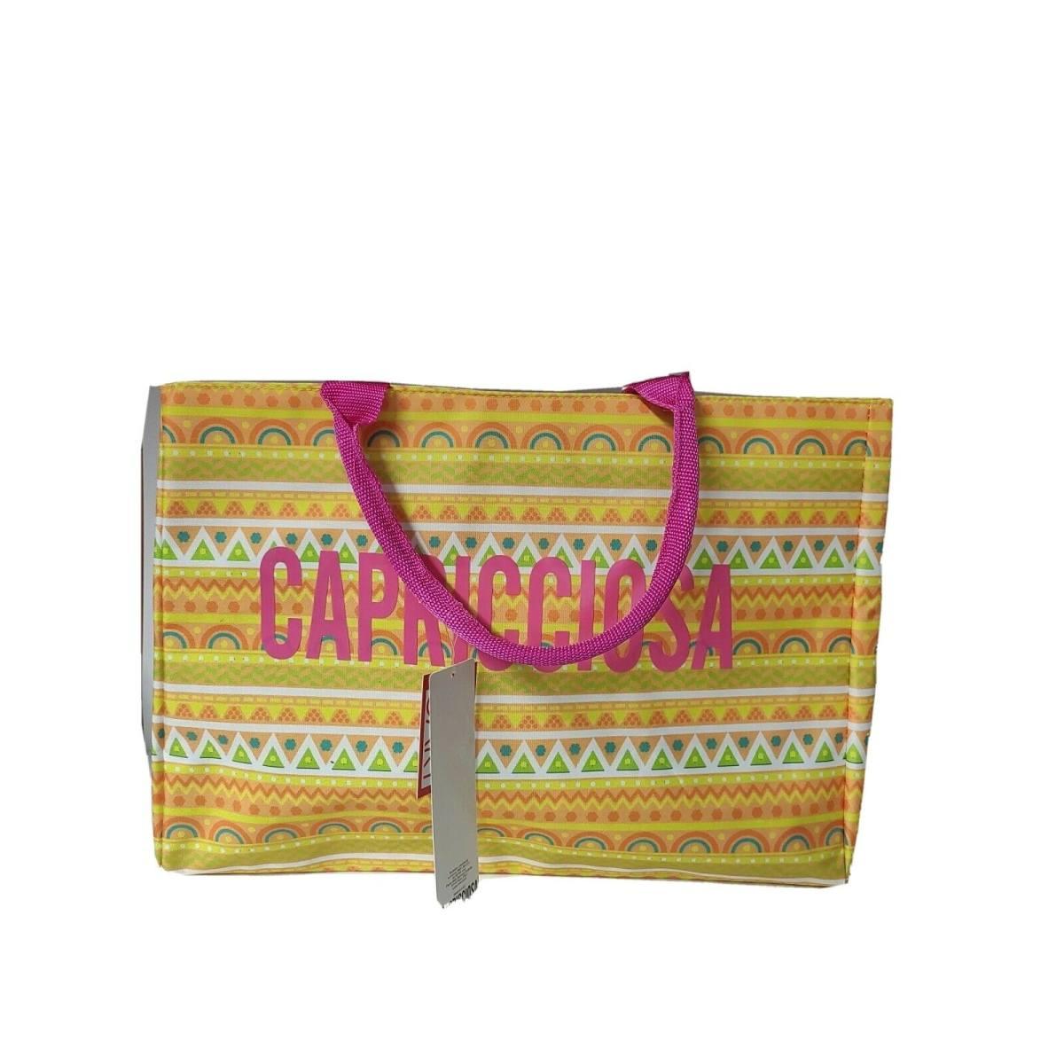 Capricciosa - borsa mare orizzontale con trousse - borsa da spiaggia impermeabile + pochette fantasia - formato 32 x 22 x 50 cm