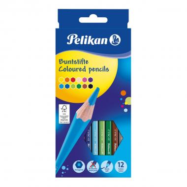 Pelikan - pastelli esagonali laccate - confezione da 12 colori assortiti