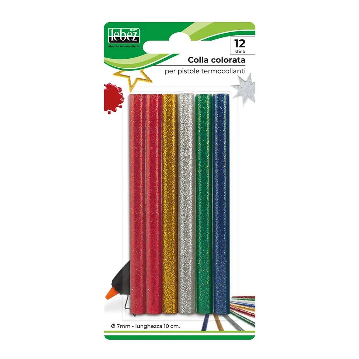 Lebez - colla  colorata glitterata - Ø 7 mm - 10 cm - 12 pz