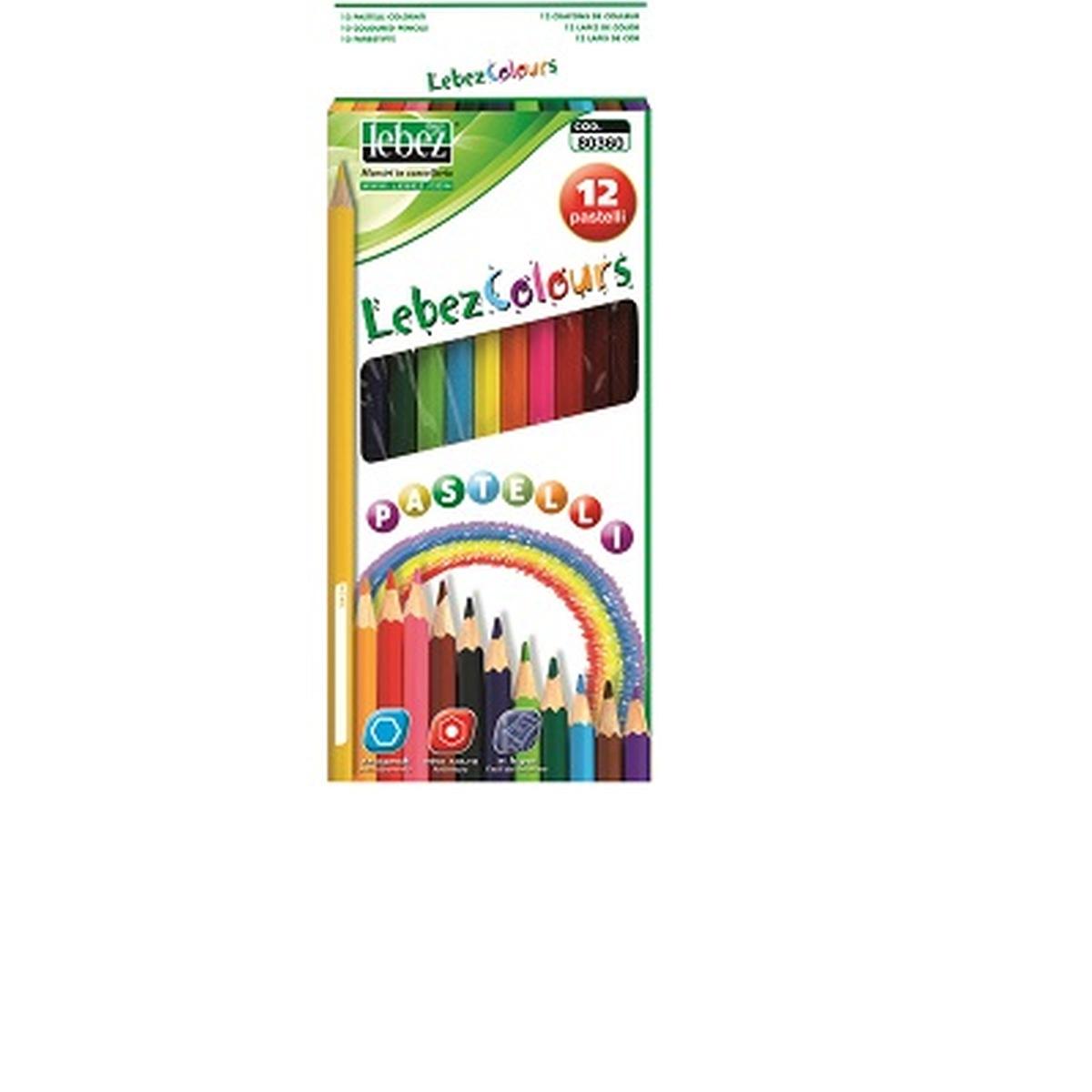 Lebez colours - pastelli - 12 pz - Ø 7 mm esagonali - mina da 3 mm