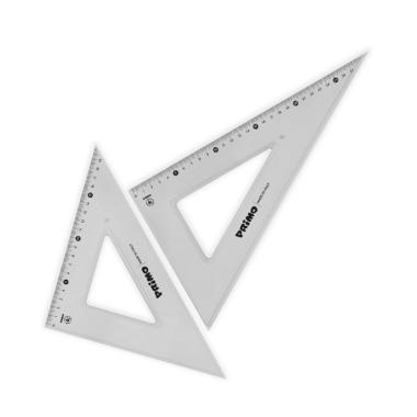 Primo - set squadre da 45/30 cm e 60/30 cm - in polistirolo - grigio fum - antiriflesso