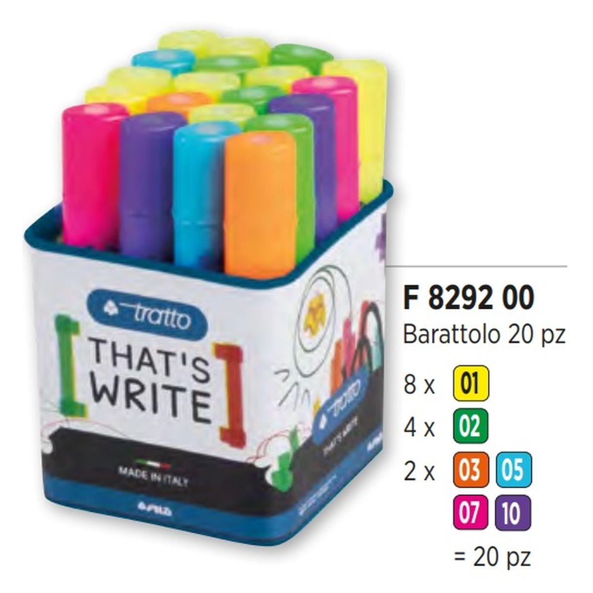 Evidenziatore tratto video - barattolo 20 pz (8 x gi - 2 x ar-az-fu-vi - 4 x ve)