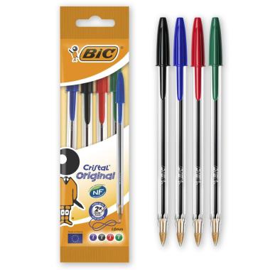 Bic cristal original - penna a sfera - punta 1,0mm - blister 4 pz